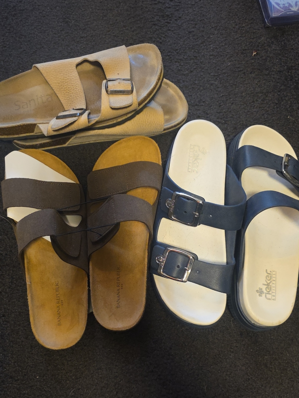 Banana Republic Dark Brown Double-Strap Slide Sandals